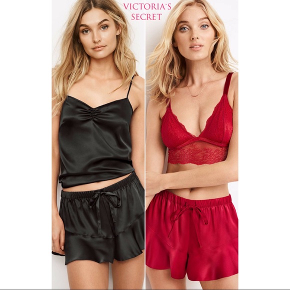 Victoria's Secret Other - VS Black Satin Ruffle Shorts